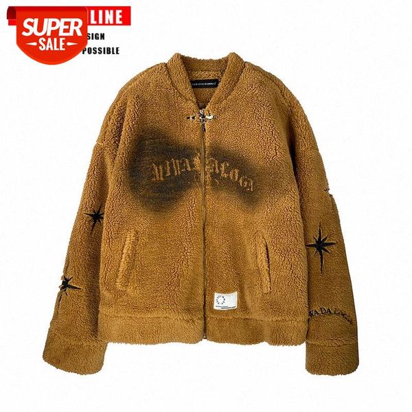 

tkpa lamb cashmere men's padded jacket street hip-hop plus warm loose hooded #7n0i, Black;brown