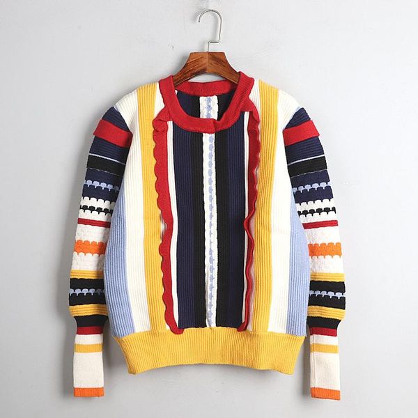 

women's sweaters knit women pullover sweater striped long sleeve casual, White;black