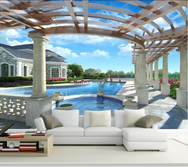 

wallpapers papel de parede 3d swimming pool background wall modern wallpaper mural,living room tv bedroom papers home decor