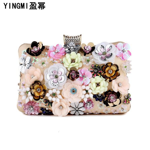 

evening bag handmade flower dinner party lady pearl embroidery