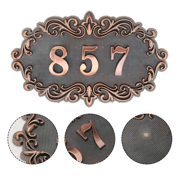 

wallpapers 1 set of 3d number doorplate decorative embossment sign bronze