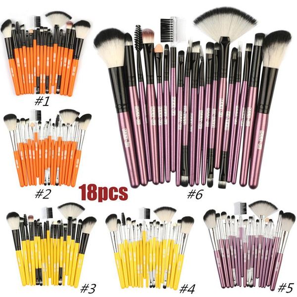 Set di pennelli per trucco professionale per occhi MAANGE 18 pezzi Set di pennelli per ombretto per sopracciglia in legno per fondotinta a ventaglio Cosmetic Artist Make up Tools