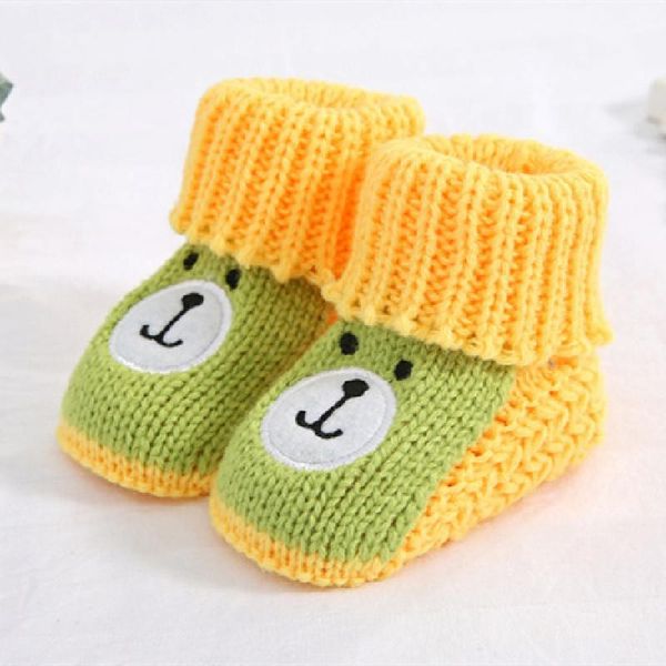

warm hand knitting autumn and winter baby wool shoes 0-3-6 months socks born first walkers