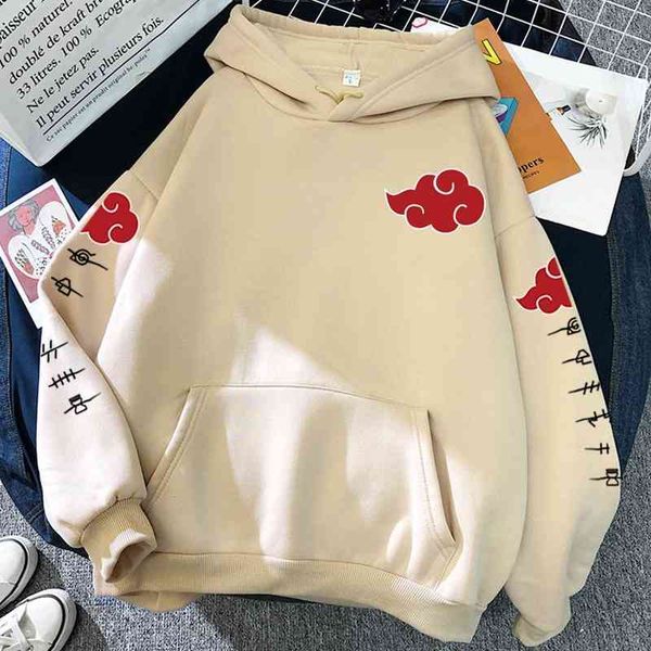 

akatsuki cloud hoodi winter women thick fce long sve sweatshirt hip hop hoodie pocket cosply cloth, Black