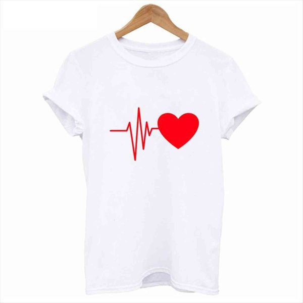 

love print summer casual multicolor womens pattern funny tee fashion, White