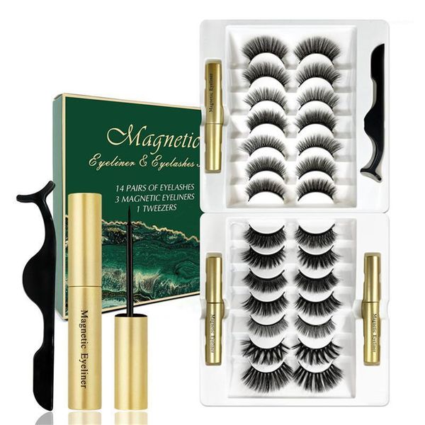 

pairs magnetic eyelashes false lashes +2 liquid eyeliner +tweezer eye makeup set 3d magnet no glue needed1