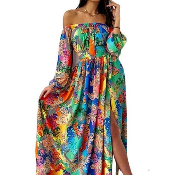 

drs ins casual dresses women's baroque shoulder print, Black;gray