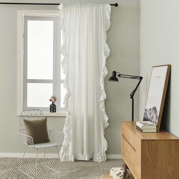 

curtain & drapes white ruffle curtains cotton linen shabby chic trim privacy sheer for dining rooms bedroom canopy home decorations tj6115