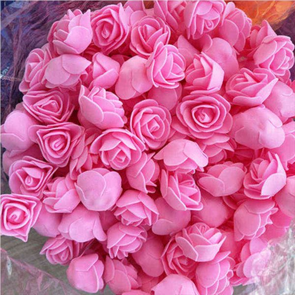 

500pcs 3cm mini artificial pe foam rose flower heads for wedding home decoration handmade fake flowers ball craft party supplies 211108