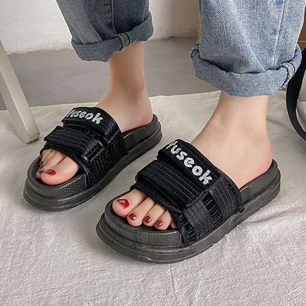 

slippers summer fashion trend women platform flat thick eva sole outdoor cool slides beach casual shoes ladies female whosale, Black