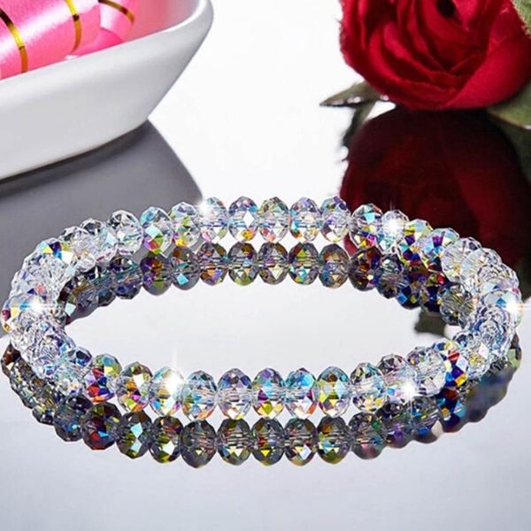 

charm bracelets 2021 fashion colorful crystal beaded brace lace for women sweet temperament handwork & bangles charms jewelry gifts, Golden;silver
