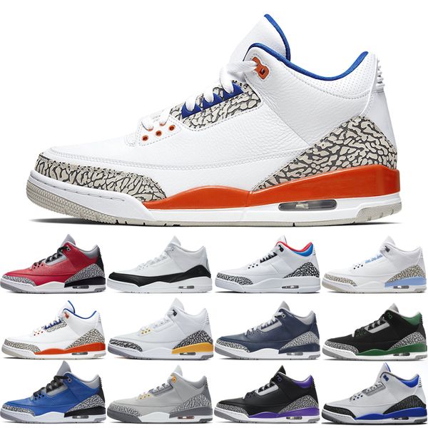 

3s 3 basketball shoes man woman blue cement cool grey court purple fragment knicks laser midnight navy pine green red cement seoul size 36-4