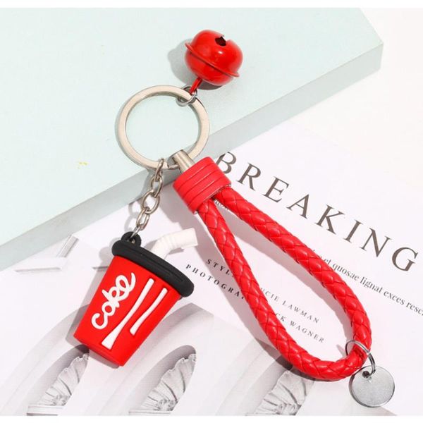 

keychains car keychain drink milk tea cup metal key ring chain creative holder keyring auto accessories, Silver