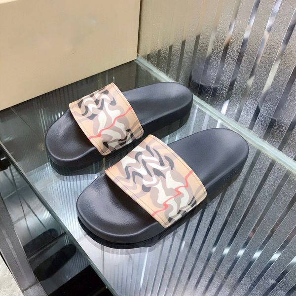 

mix styles paris sliders mens womens slippers summer slides london england sandals beach slide ladies flip flops loafers home plaid pattern, Black
