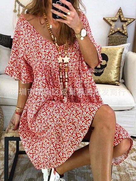 

fashion women's printed short sleeve dress, Black;gray