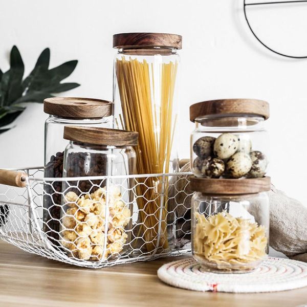 

storage bottles & jars glass jar transparent kitchen container nuts candy coffee beans organizer bottle sealed