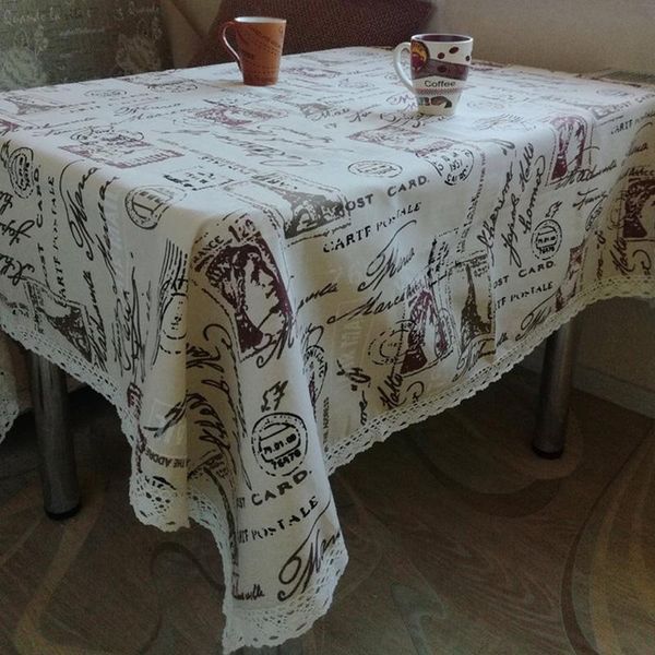 

table cloth helloyoung tower print decorative cotton linen lace tablecloth dining cover for kitchen home decor u0996