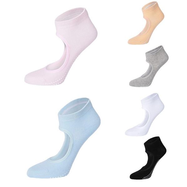 

sports socks 6 colors antiskid yoga solid color bare instep cotton breathable, Black