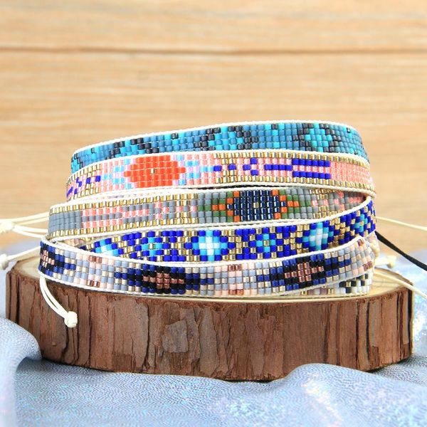 

charm bracelets c.quanchi fall miyuki braided beaded simple geometric pattern for women fashion cuff jewelry, Golden;silver