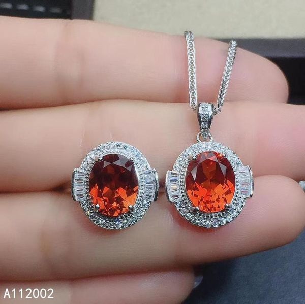 

fine jewelry natural garnet 925 sterling silver women gemstone pendant necklace chain ring set support test noble bracelet, earrings &, Black