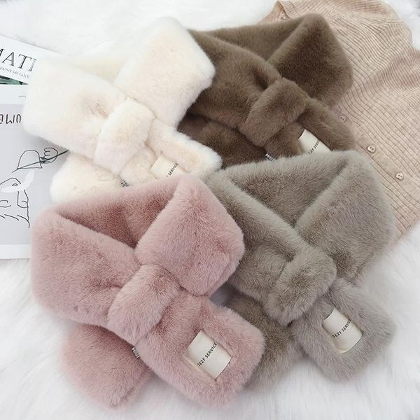 

scarves fashion korean women's autumn/winter imitation cashmere warm versatile cross scarf leisure temperament plush false collar, Blue;gray