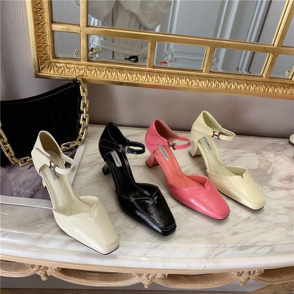

slippers fashion women sandals ankle strap thin high heels black white yellow pink spring/autumn ladies shoes woman 39 ozhg