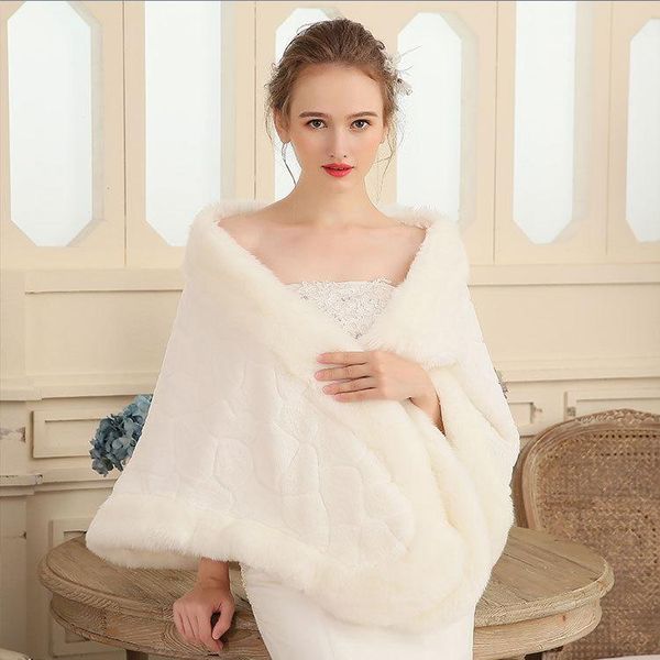 

wraps & jackets wedding bolero warm shawl white coat korean style cloak late autumn winter bridal fur wrap elegant jacket 2021