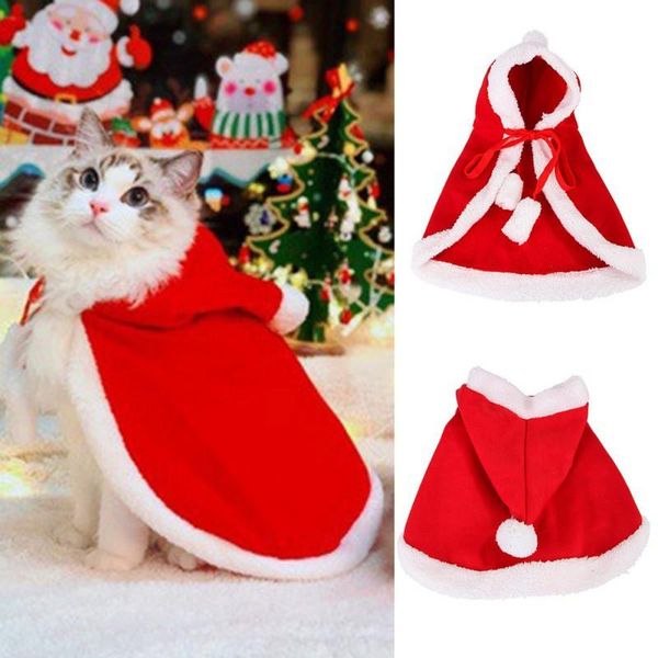 

cat costumes cute red cape year christmas pet dog hooded cloak trench coat jacket autumn winter clothes warm clothing
