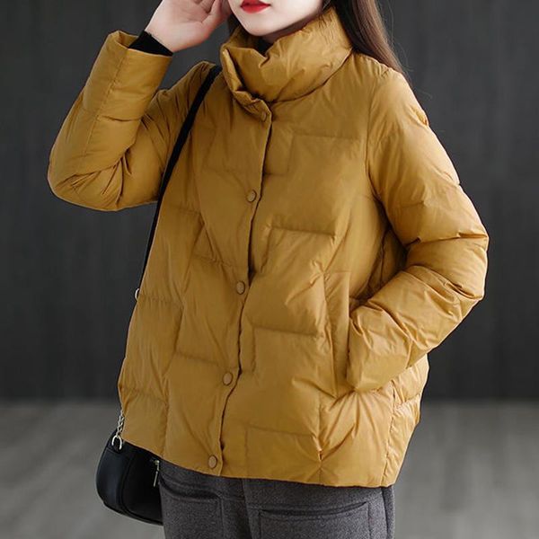 

women's down & parkas jacket female 2021 winter warm casual loose stand collar coat parka, Black