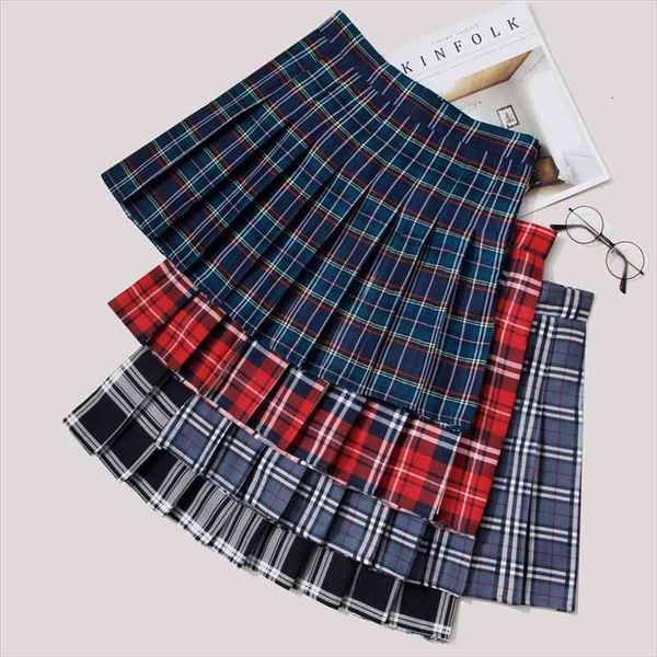 

preppy style summer women skirts fashion kawaii cute pleated skirts high waist korean plaid mini skirt women, Black