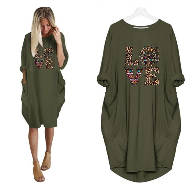 

casual woman dress with long sleeve o-neck plus size midi fashion korean style women robe leopard print clothes dresses, Black;gray