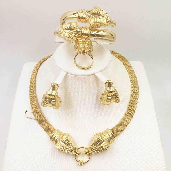 

earrings & necklace wholesale fashion jewelry set wedding bridal party 24k gold exquisite african women earring gift, Silver