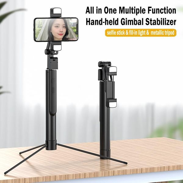 

selfie monopods portable all in one multifunction stick with fill light bluetooth light-up pole tripod self-timer rod