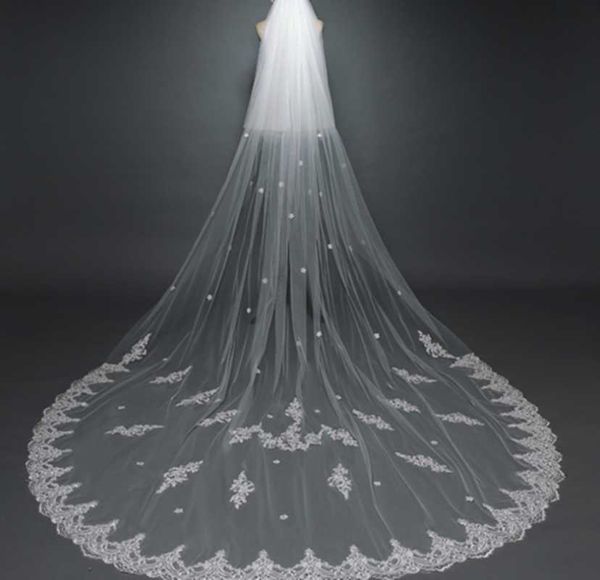 

bridal veils wedding lace applique veil with comb towing white ivory, Black