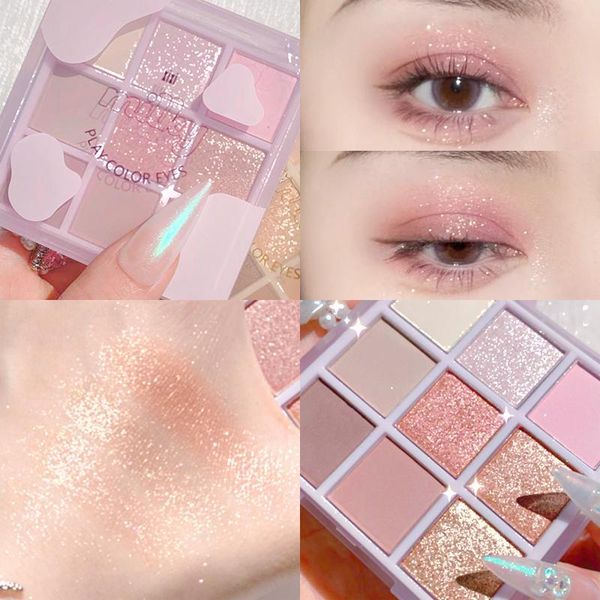 

eye shadow 9color pearle glitter eyeshadow palette matte shimmer pigment lasting non-smudged makeup korean style cosmetic