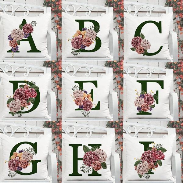 

cushion/decorative pillow summer cushion cover garden floral alphabet green covers home decor housse coussin 45x45