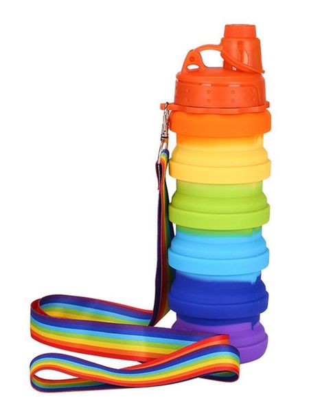 

water bottle outdoor portable silicone leak-proof fashionable sports cup drinking for travel camping hiking