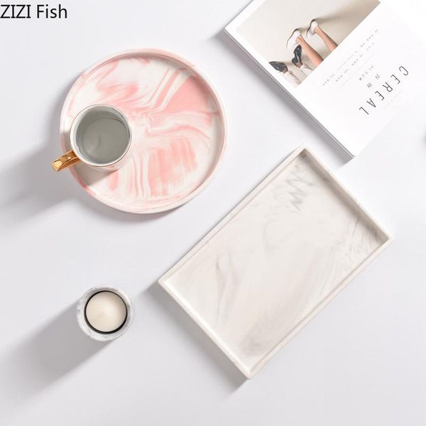 

kitchen storage & organization marble texture ceramics plates pink decorative trays dessert dish teacup saucer tray skincare jewelry display
