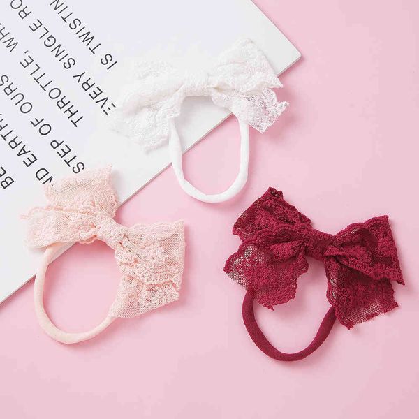 

36pc/lot solid bow nylon headband white color for children girls kid lace bows turban head wear,baby hair accessories, Pink