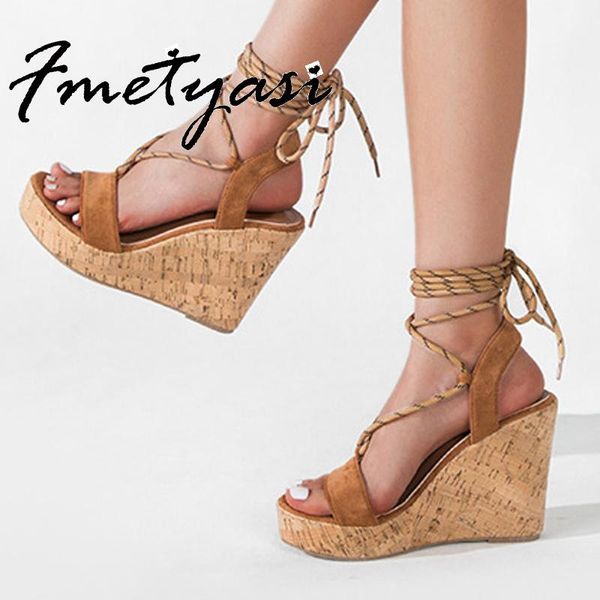 

dress shoes modern sandals design big size gladiator suede ankle cross lace-up wedge heel for woman platform waterproof peep open toe, Black