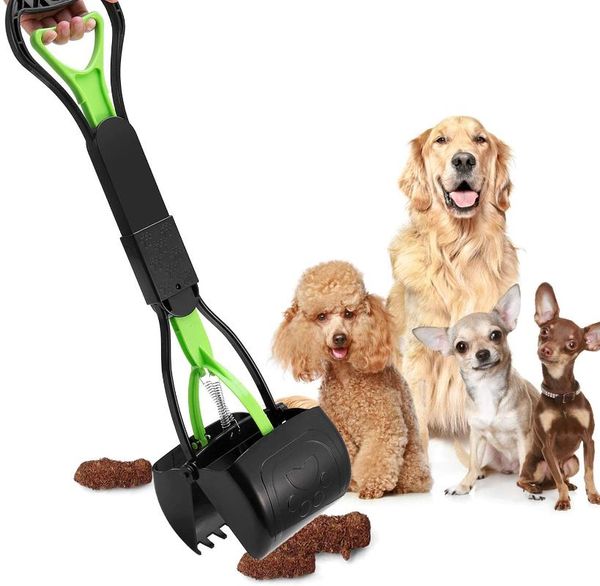 

dog travel & outdoors pet pooper scooper jaw long handle poop scoop clean pick up animal waste bags puppy cat picker cleaning tools outdoor