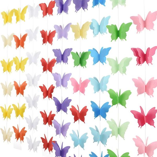 

party decoration 2.7m 8cm paper 3d butterfly garland diy curtain flowers for kids birthday nursery baby room wall hanging flower