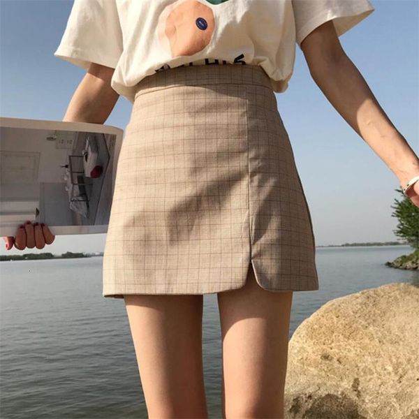 

spring korean version of the plaid women's student net red was thin and versatile skirt, Black