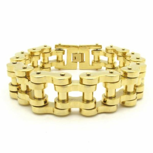 

link, chain bracelet men's accessories, 22mm huge heavy motor bike motorcycle bracelet, fashion men gold jewelry, Black