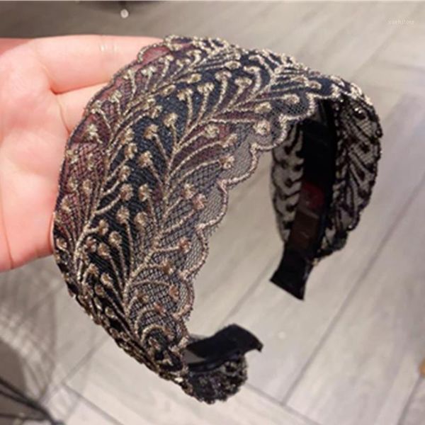 

6.5cm wide lace hairband toothed for women fashion hair accessories flower needled patterns head band adults hoop turban1