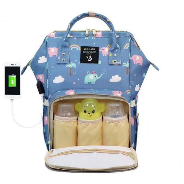 

diaper bags upgrade fashion printing oxford usb mummy bag multi-function large capacity shoulder mother backpack