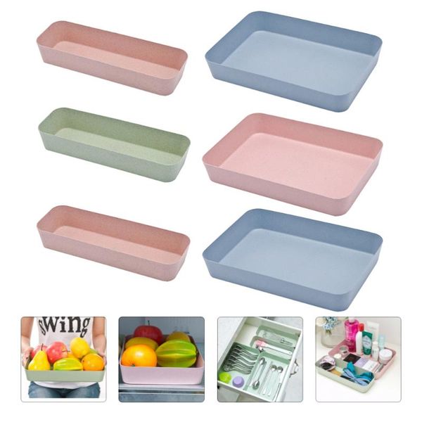 

storage drawers 6pcs drawer boxes tableware organizing stationery containers