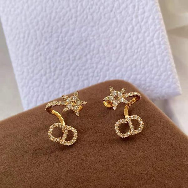 

home pentagram letter pearl 925 silver needle female earrings high quality