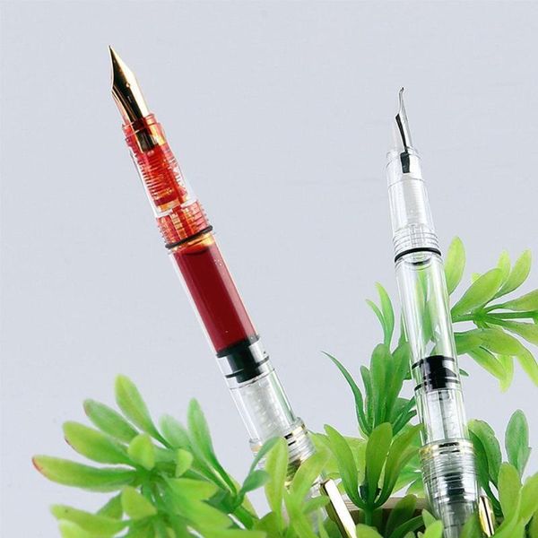 

fountain pens 1pc transparent pen piston ink calligraphy nib writing high curved/straight capacity office school statio l5d9
