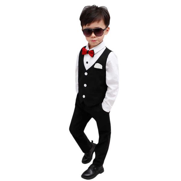 

boys burgundy short suits vest set slim fit ring bearer suit for boys brand formal classic costume wedding birthday party gift x0802, White